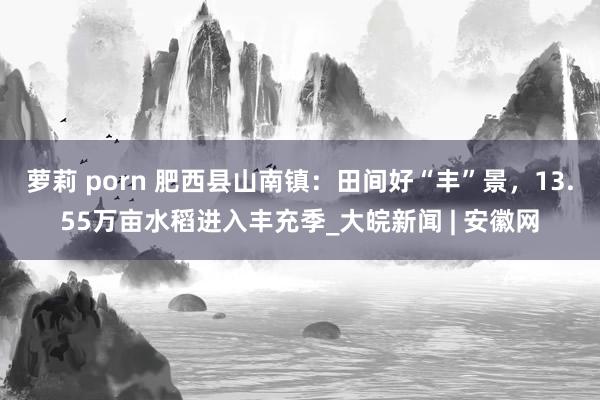 萝莉 porn 肥西县山南镇：田间好“丰”景，13.55万亩水稻进入丰充季_大皖新闻 | 安徽网