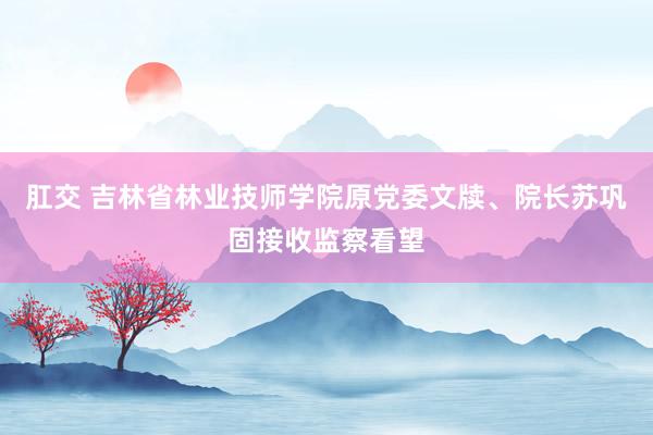 肛交 吉林省林业技师学院原党委文牍、院长苏巩固接收监察看望