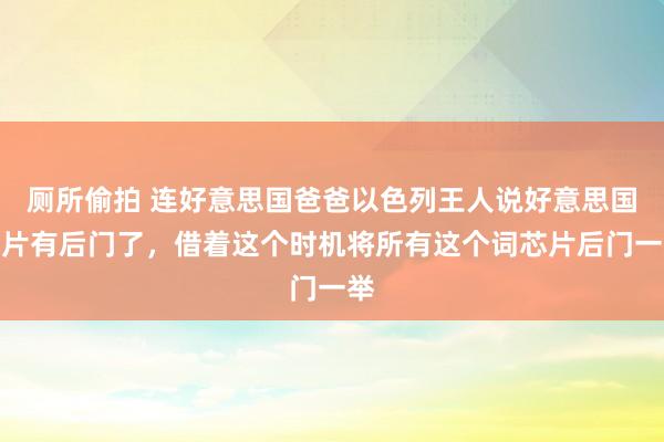 厕所偷拍 连好意思国爸爸以色列王人说好意思国芯片有后门了，借着这个时机将所有这个词芯片后门一举