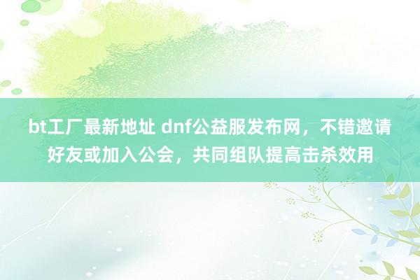 bt工厂最新地址 dnf公益服发布网，不错邀请好友或加入公会，共同组队提高击杀效用