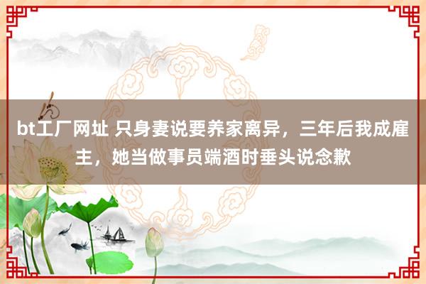 bt工厂网址 只身妻说要养家离异，三年后我成雇主，她当做事员端酒时垂头说念歉