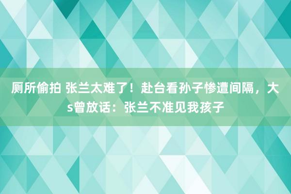 厕所偷拍 张兰太难了！赴台看孙子惨遭间隔，大s曾放话：张兰不准见我孩子
