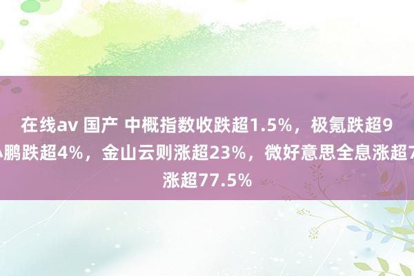 在线av 国产 中概指数收跌超1.5%，极氪跌超9%，小鹏跌超4%，金山云则涨超23%，微好意思全息涨超77.5%