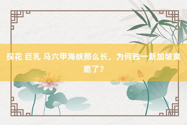 探花 巨乳 马六甲海峡那么长，为何独一新加坡爽脆了？
