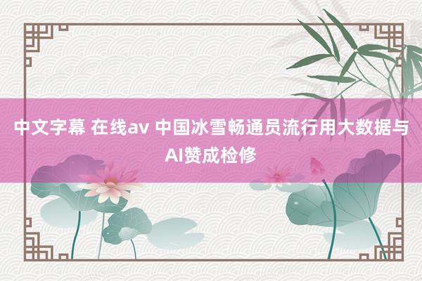 中文字幕 在线av 中国冰雪畅通员流行用大数据与AI赞成检修