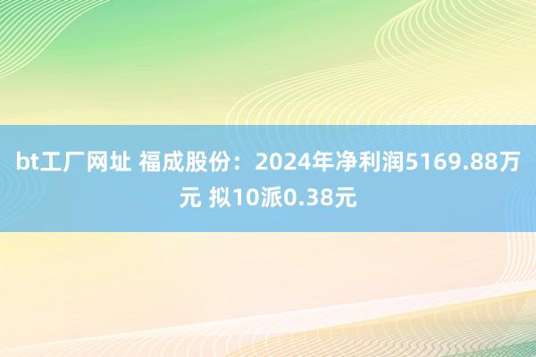 bt工厂网址 福成股份：2024年净利润5169.88万元 拟10派0.38元