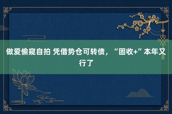 做爱偷窥自拍 凭借势仓可转债，“固收+”本年又行了