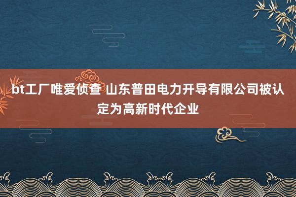 bt工厂唯爱侦查 山东普田电力开导有限公司被认定为高新时代企业