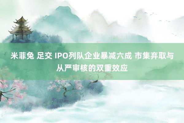 米菲兔 足交 IPO列队企业暴减六成 市集弃取与从严审核的双重效应