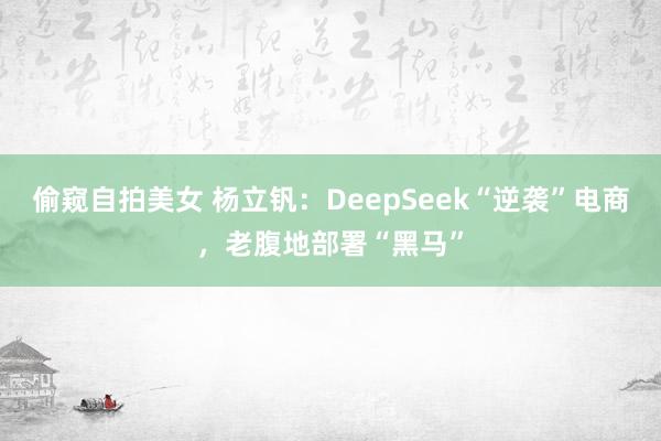 偷窥自拍美女 杨立钒：DeepSeek“逆袭”电商，老腹地部署“黑马”