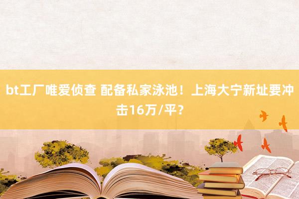 bt工厂唯爱侦查 配备私家泳池！上海大宁新址要冲击16万/平？