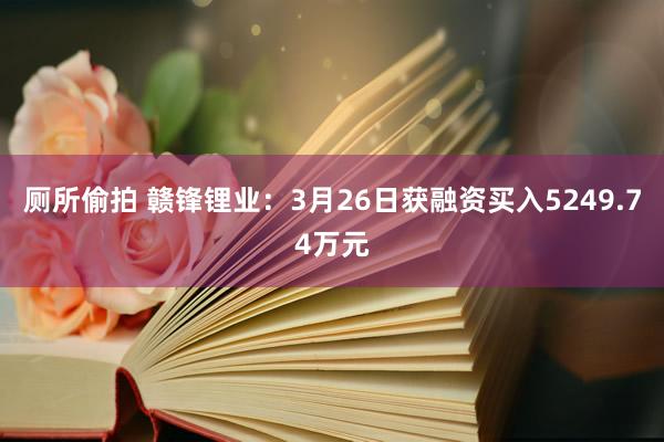 厕所偷拍 赣锋锂业：3月26日获融资买入5249.74万元