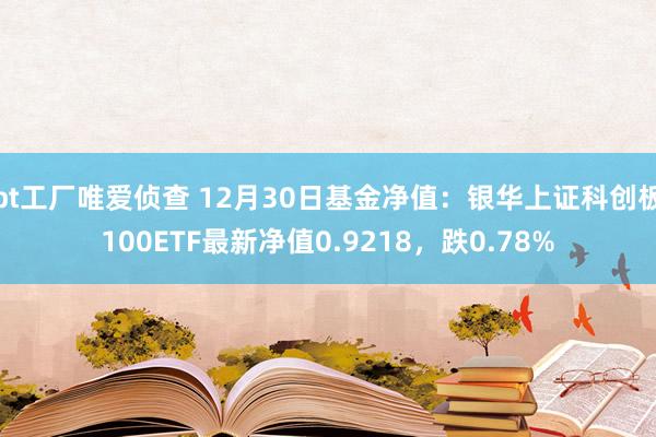 bt工厂唯爱侦查 12月30日基金净值：银华上证科创板100ETF最新净值0.9218，跌0.78%