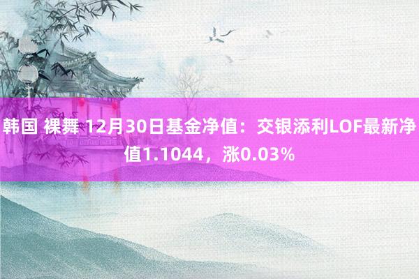 韩国 裸舞 12月30日基金净值：交银添利LOF最新净值1.1044，涨0.03%