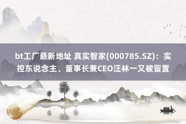 bt工厂最新地址 真实智家(000785.SZ)：实控东说念主、董事长兼CEO汪林一又被留置