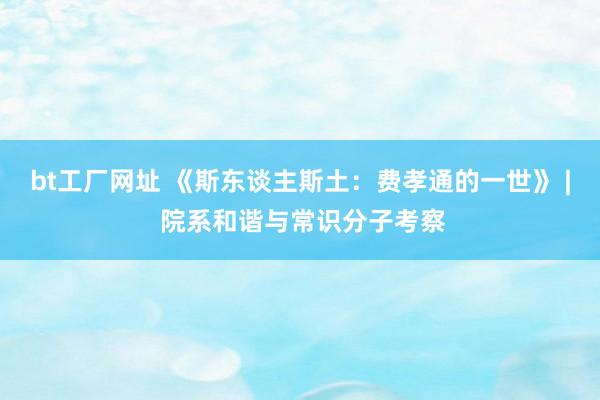bt工厂网址 《斯东谈主斯土：费孝通的一世》 | 院系和谐与常识分子考察